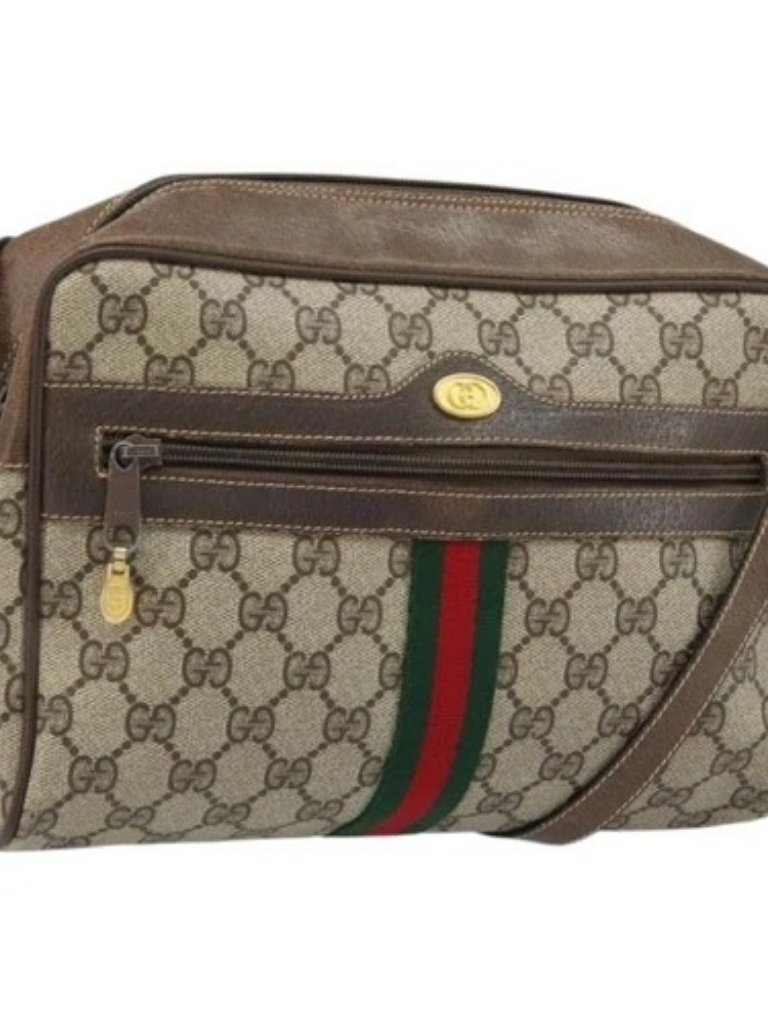 Gucci Gg Supreme Web Sherry Line Bag Pvc Beige Gold 904 02 005 Auth Bs33706